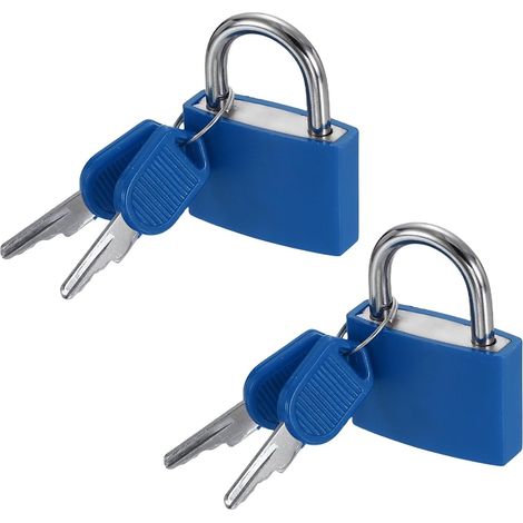 Lot de 2 petits cadenas de 4,3 cm de long avec clés de 4,3 cm de long, recouverts d'ABS en laiton massif, antirouille et étanche, pour sac à dos, casier, armoire, boîtes, bleu foncé (1/5)