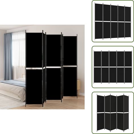 Divisore pieghevole - vidaXL Divisorio 5 Pannelli Nero 250x220 cm Tessuto - Divisore per privacy
