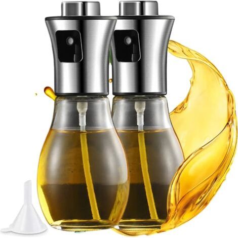 Ensemble de 2 vaporisateurs d'huile - Vaporisateur d'huile en verre de qualité alimentaire pour huile d'olive, faible en calories, idéal pour les friteuses à air chaud