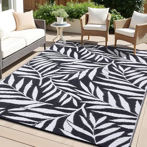 Tapis de jardin extérieur imperméable grands tapis de jardin UV-résistants tapis de terrasse réversible en plastique en paille pour balcon, camping, pique-nique, arrière-cour - 240 x 300 cm (1/5)