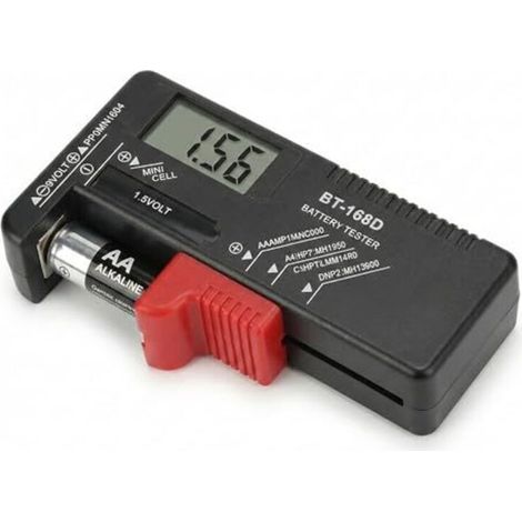 Universal Digital Battery Tester (BT-168D), Battery Checker with Accurate LCD Screen for AA AAA CD 9V (Side Contacts) and 1.5V Buttons -