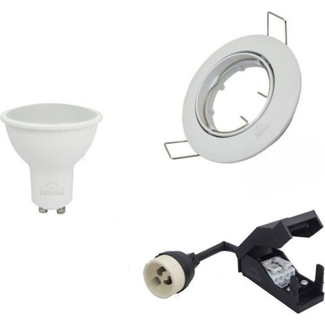Lot de 50 Spot encastrable orientable blanc avec GU10 LED de 5W eq 50W Température de Couleur: Blanc Froid 6000K (1/4)