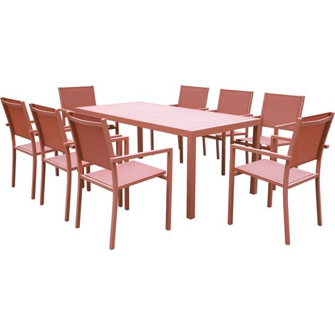 Gartenmöbel BARI aus Textilene Terracotta 8 Sitzplätze - Aluminium Terracotta