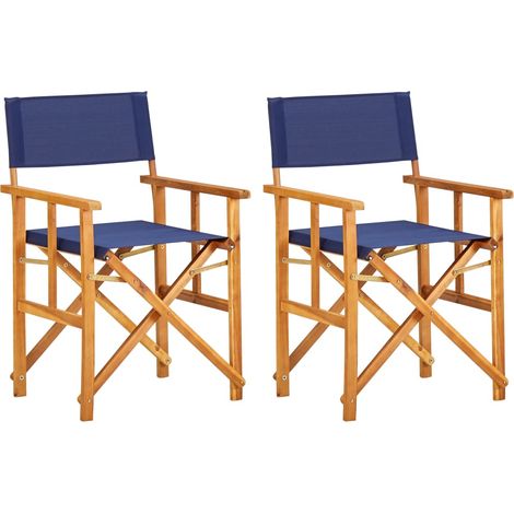 vidaXL Director's Chairs 2 pcs Solid Acacia Wood Blue