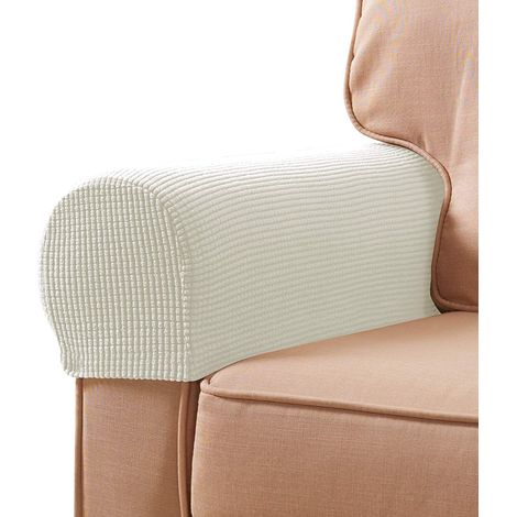 White Armchair Covers Set of 2 Stretch Spandex Fabric Armrest Covers Waterproof Non-Slip for Armchai (1/5)