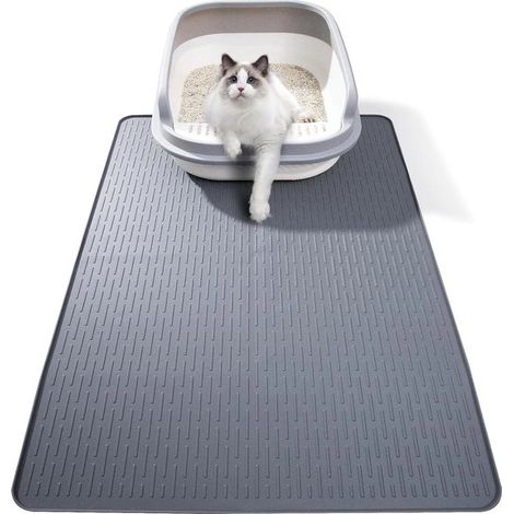 Alfombrilla para arenero de gato,Alfombrilla para caja de arena,71 x 50 cm,Alfombrilla de silicona para arenero de gato,Gris (1/5)