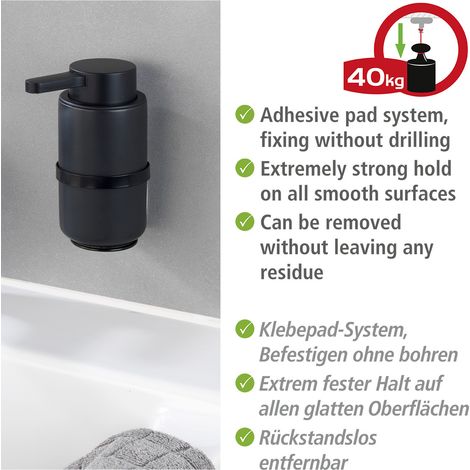 Wenko WOYA dispenser di sapone a muro nero 250 ml (1/5)
