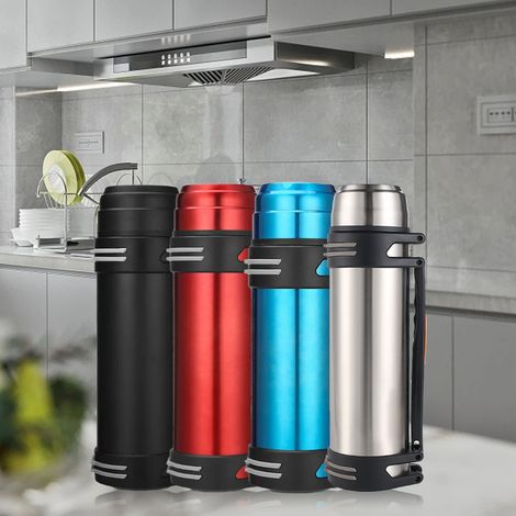 Gourde isotherme de sport portable en acier inoxydable 304, autonomie 24 heures en extérieur, capacité de 2,5 L, bleue (1/5)