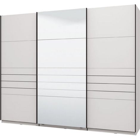 Guardaroba Grande Tures, Armadio Camera da Letto Appendiabiti, 2 Ripiani, Apertura Scorrevole, 267x217h cm Bianco Opaco