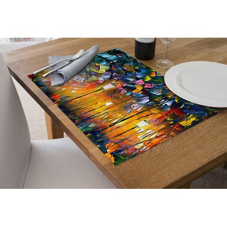 Tovagliette Americane in pvc Set di 2/4/6/8 pz da Tavola Disegno Impressionismo antiscivolo in Vinile anche per Hotels, Bar e Ristoranti 2 Pezzi - Dis999