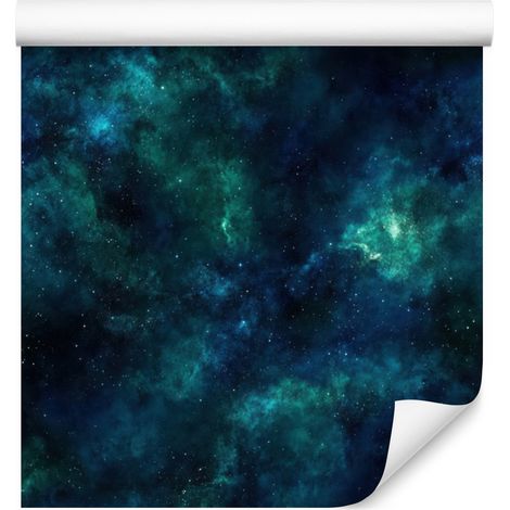 Papier peint aquarelle galaxie bleu marine, turquoise et noir 50x1000 cm (1/5)