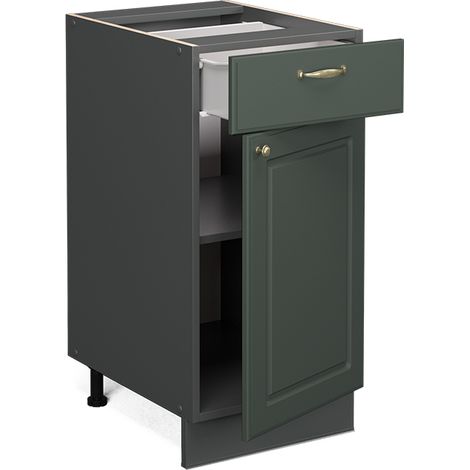 Mobiletto base per cucina Fame-Line, Verde-oro rustico, 40 cm senza piano di lavoro, Vicco