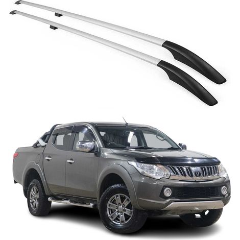 Barres de Toit longitudinales pour Mitsubishi L200 2015-2019 Alu Gris 2X (1/5)