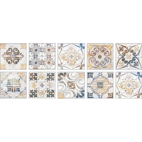 Juego de 10 pegatinas autoadhesivas para azulejos 20 x 20 cm, pegatinas azulejos PVC impermeables, papel tapiz decorativo pared resistente aceite (1/5)