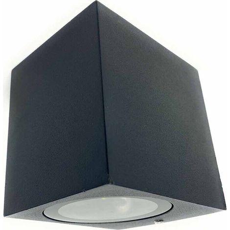 Applique a parete quadrato per esterno da giardino ip65 lampada da muro moderna attacco gu10 nero (1/3)