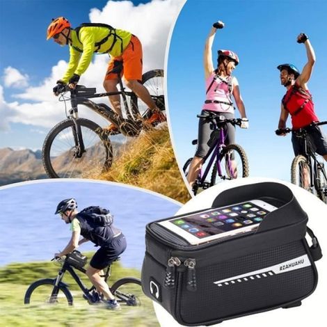 Sacoche Velo de Guidon Vélo Étanche - avec écran Tactile en TPU et Housse Résistante à La Pluie - pour Smartphone de Moins de 6,7" (1/4)
