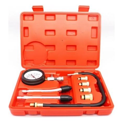 Sollbry Testeur de Compression de Cylindre, Compressiomètre pour Moteurs à Essence, 0-21 bar & 0-300 psi avec Testeur de Bougie d'allumage et 4 Adaptateurs M10 M12 M14 M18 (1/5)