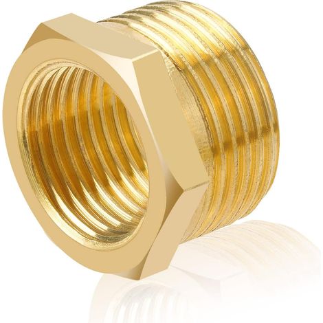 éducteur en laiton 1/2" BSP (18mm) Femelle x 3/4" (26mm) Mâle, Reduction 3/4 1/2, Raccords Réducteur, Joints et de Plomberie pour Tuyauterie Eau - (1/5)
