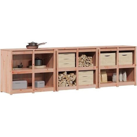 Ensemble de Meubles de Cuisine Extérieure 3 Pièces en Bois de Douglas Naturel - Table et Chaises pour Jardin, Terrasse ou Balcon (1/5)