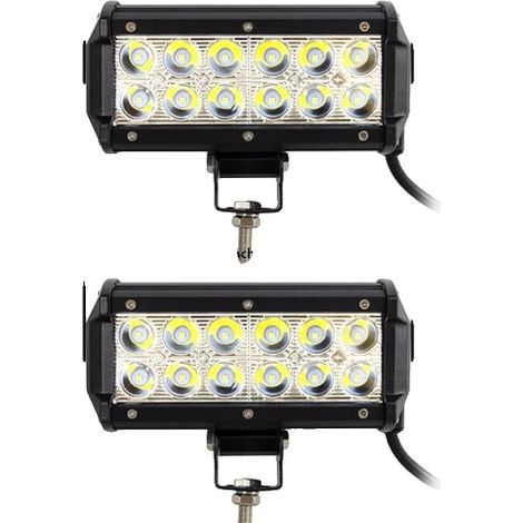 Barra de luz LED para trabajo, iluminación versátil, construcción duradera, 2 focos de 7 pulgadas y 36 W. (1/2)