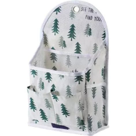 Sac de Rangement Suspendu Mural, Pliables en Tissu de Lin Imperméable Organiseur de Poche et Crochets Transparents sur Porte de Rangement Muraux (1/5)