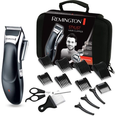 Remington Set Tagliacapelli - Lame autoaffilanti rivestite in ceramica - 8 pettini accessori + custodia professionale e altri accessori, funzionamento a rete-batteria, litio, Tagliacapelli, HC363C (1/4)