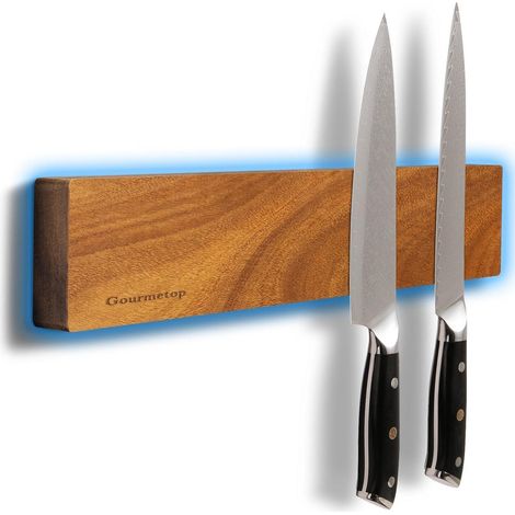 Support magnétique pour couteaux 30 cm en bois d'acacia – vissage ou collage (1/4)