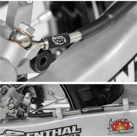 Manguera de freno trasera trenzada de acero MOTO-MASTER para KTM SX/SXF/SX-F/EXC/EXCF/EXC-F '05- , Husqvarna TE/TC/FE/FC '14-'16, Gasgas EX '21- (ver descripción adicional)