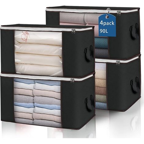 Sacs de rangement pour vêtements Lot de 4 YM888TM01-24-CE001-BG-0014 Noir Grande capacité (1/5)
