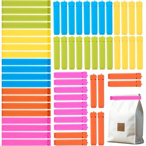 60 Pièces Pince Sachet Alimentaire, Fermeture Sachet Alimentaire 7/11 cm, Pince Sachet Cuisine Réutilisable pour Emballage Cuisine Bonbons Snack (1/5)