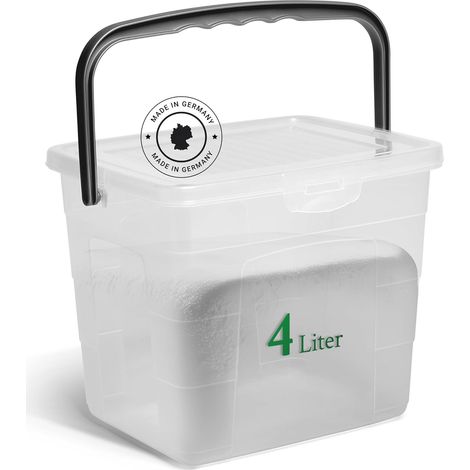 Boîte à lessive Novaliv avec couvercle 4 litres I Transparente I 23,5 x 18 x 18,5 cm I Boîte de rangement pour lessive en poudre avec poignée