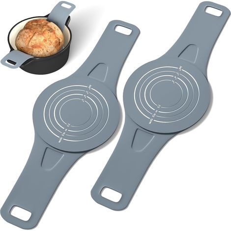 Lot de 2 tapis de cuisson à pain en silicone pour pâte à sure, réutilisables, avec poignées, insert Dutch Oven en silicone durable, accessoire de levage de pâte pour rôtissoire en fonte