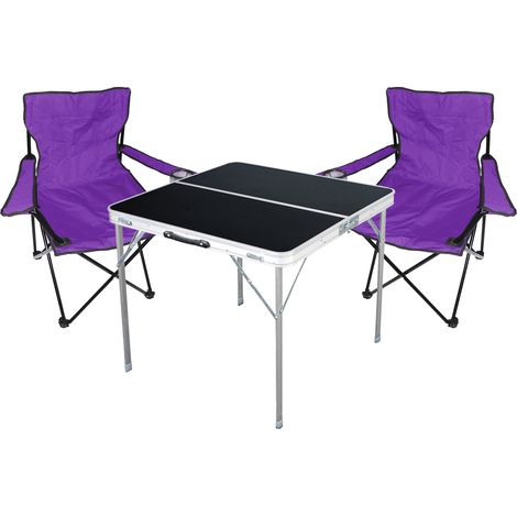 3-teiliges Campingmöbel Set schwarz - lila-MMC330883B+2xMPO2467 (1/4)