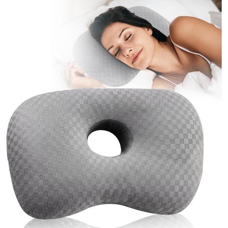 Oreiller de piercing avec trou : oreiller d'oreille souple en forme de beignet pour les personnes dormant sur le côté, oreiller de soulagement pour les douleurs d'oreille lors d'un piercing d'oreille. (1/5)