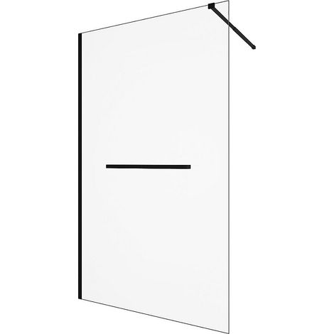 Porta per doccia walk-in con portasciugamani 120 x 200 cm Vetro temperato Nero opaco - KRISTEN