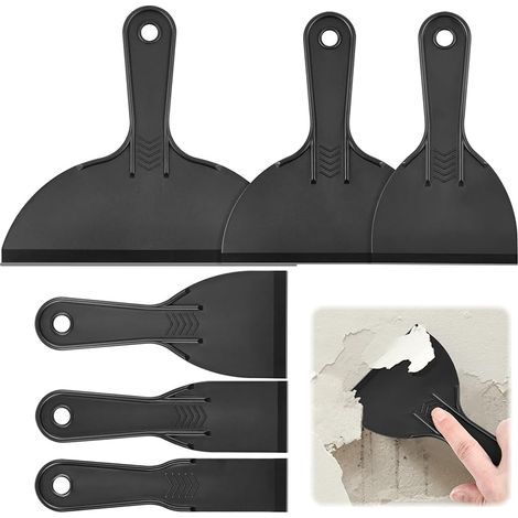 Spatule Plastique, Couteau à Mastic, Outil de Grattoir de Peinture, Outil de plâtre, Spatules en Plastique pour Enlever les étiquettes,Colle,Peinture et Autocollants -1.5/2/3/4/6/8 Pouces (1/5)