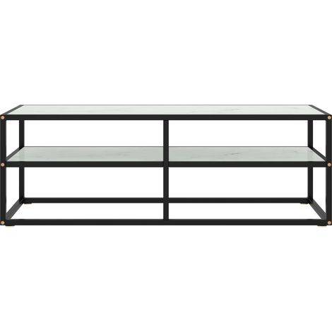 Maison Exclusive - TV-Schrank Schwarz mit Hartglas Marmor-Optik 1 (1/5)