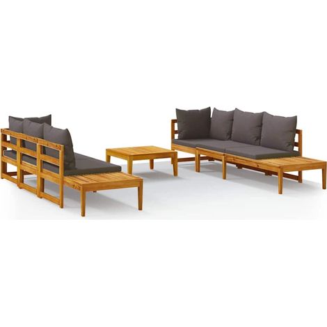 Maison Exclusive - Set Divani Giardino 5 pz con Cuscini Grigio Scuro Legno Acacia (1/5)