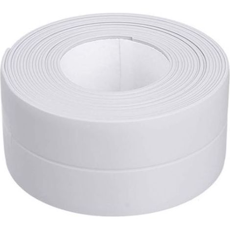 Lntyq Ruban étanche PVC Ruban Adhésif Blanc 3.2m3.8cm Bande Etancheite Autocollante pour Cuisine Bonde de Lavabo Salle de Bain Joint Baignoire Résistant à la Moisissure Coin Meubles Anti-Collision (1/5)