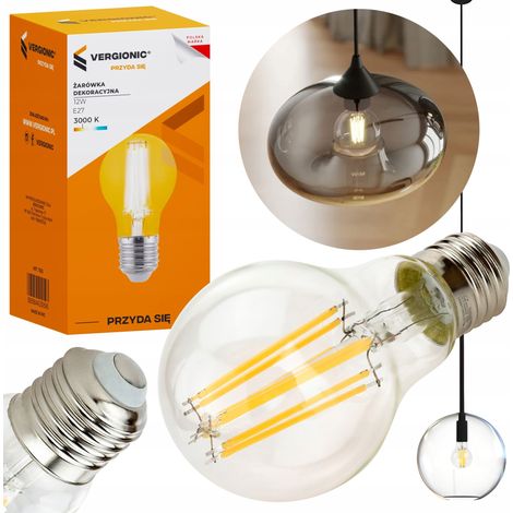 Ampoule LED décorative E27 12W 3000K transparente VERGIONIC (1/4)