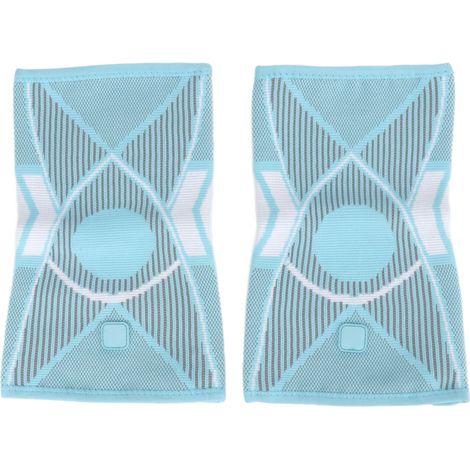 1 Paire Genouillère Sport Respirante en Nylon Compression pour Course Randonnée Homme Femme Bleu Ciel Taille M (1/5)
