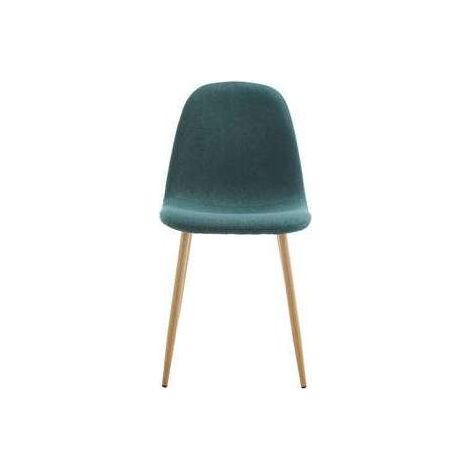 Pack 4 sillas tapizadas en tela color verde, pata efecto madera modelo Córdoba, 43 cm(ancho) 86 cm(altura) 55 cm(fondo)