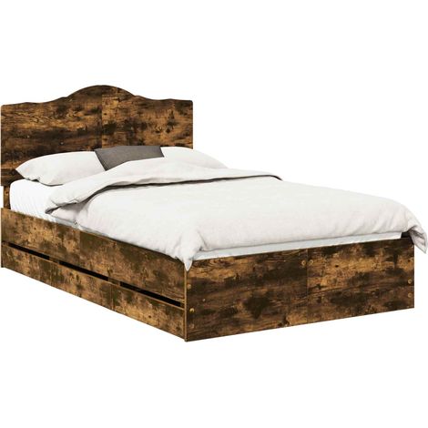 Maison Exclusive - Cadre de lit Chêne Fumé 120 x 190 cm Bois Ingénierie (1/5)