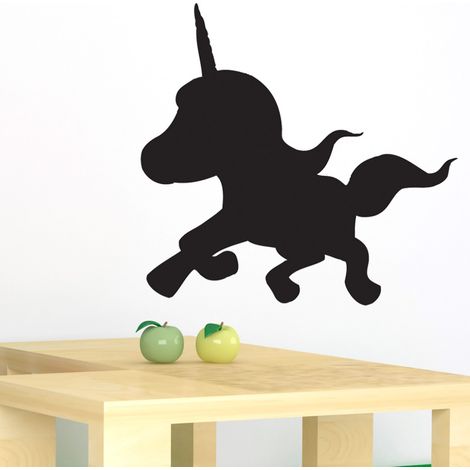 Sticker ardoise tableau noir - stickers muraux adhésif effaçable - LICORNE - 50x50cm (1/2)