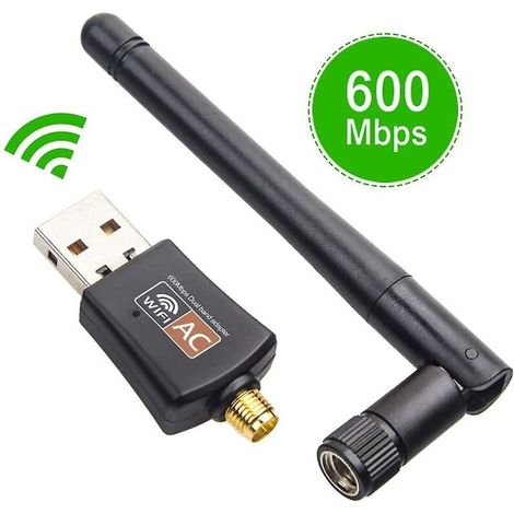 Adaptateur Wifi Usb - 600 Mbps Double Bande 2,4 GHz Et 5 GHz - Antenne Externe - Mode Point D Acces - Compatible Windows Mac Linux - 1 Unite