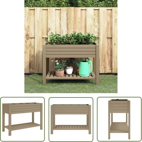 The Living Store Lit surélevé de jardin marron clair 110x45x79 cm polypropylène - Jardinière Surélevée - Bac À Fleurs - Arrosoir Automatique - Pots De Fleurs Exterieur - Décoration Jardin (1/5)