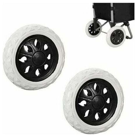Roues de caddie 2 pièces – Caoutchouc et EVA – Pour chariots de provisions et bagages – Installation facile – 3.5D x 16W x 16H cm (1/5)