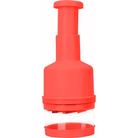 Presse-ail manuel rouge pour cuisine, hachoir légumes oignons, coupe-légumes et éplucheur multifonction. (1/5)