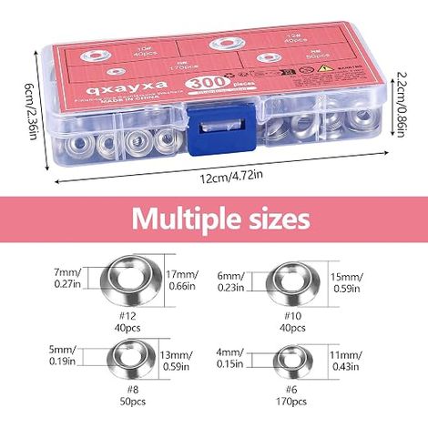 rondelles cuvette inox, tête fraisée (6 8 10 12) assorties (1/4)