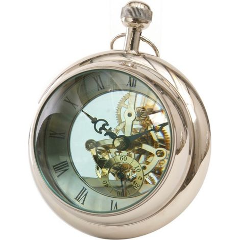 Large Paperweight Clock - Aluminum/Glass - L13 x W15 x H15 cm - Silver/Brass